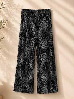 Faded Glory Black/White Tribal Design Stretch Palazzo Pants - XL
